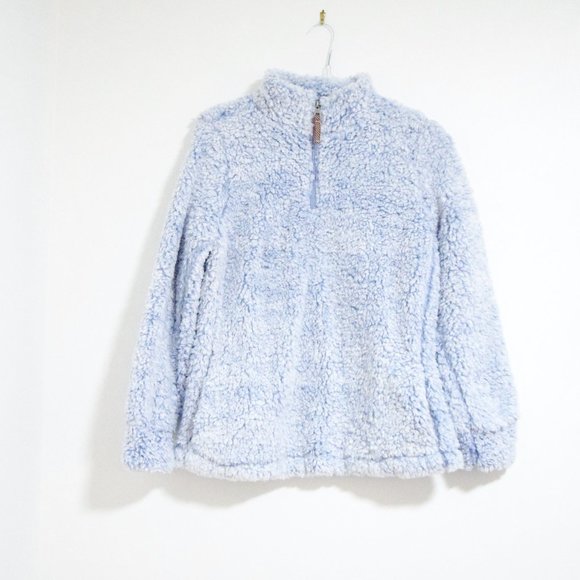 NEW Light Blue Fluffy Cloud Fleece Quarter Zip Pullover Sherpa Jacket | Size M - Picture 5 of 12